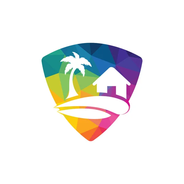 ビーチハウスのロゴデザイン ビーチリゾートのロゴデザイン — ストックベクタ