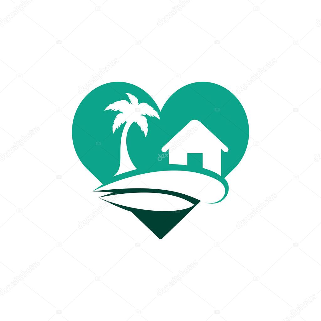 Beach Love Logo Design. Beach Resort Logo Design.