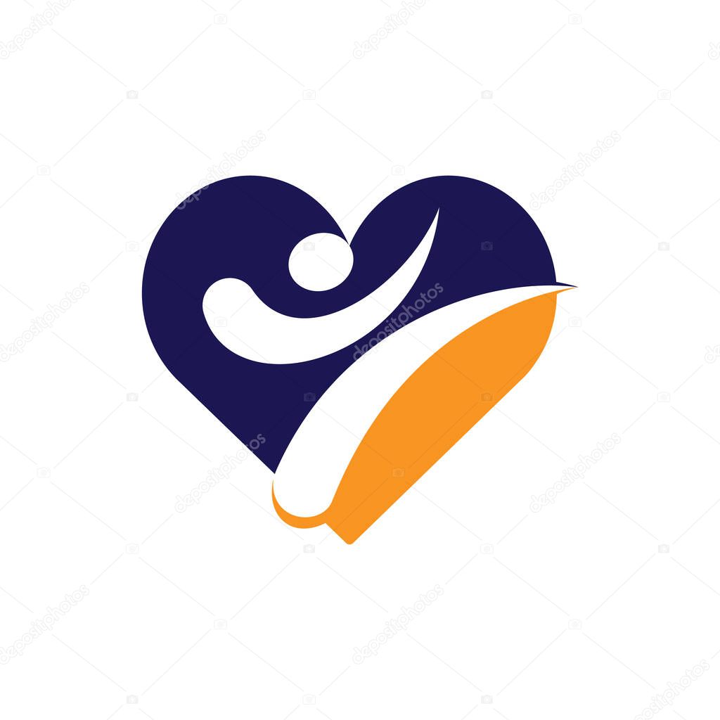 Karate love vector logo design. Martial art with heart logo concept.