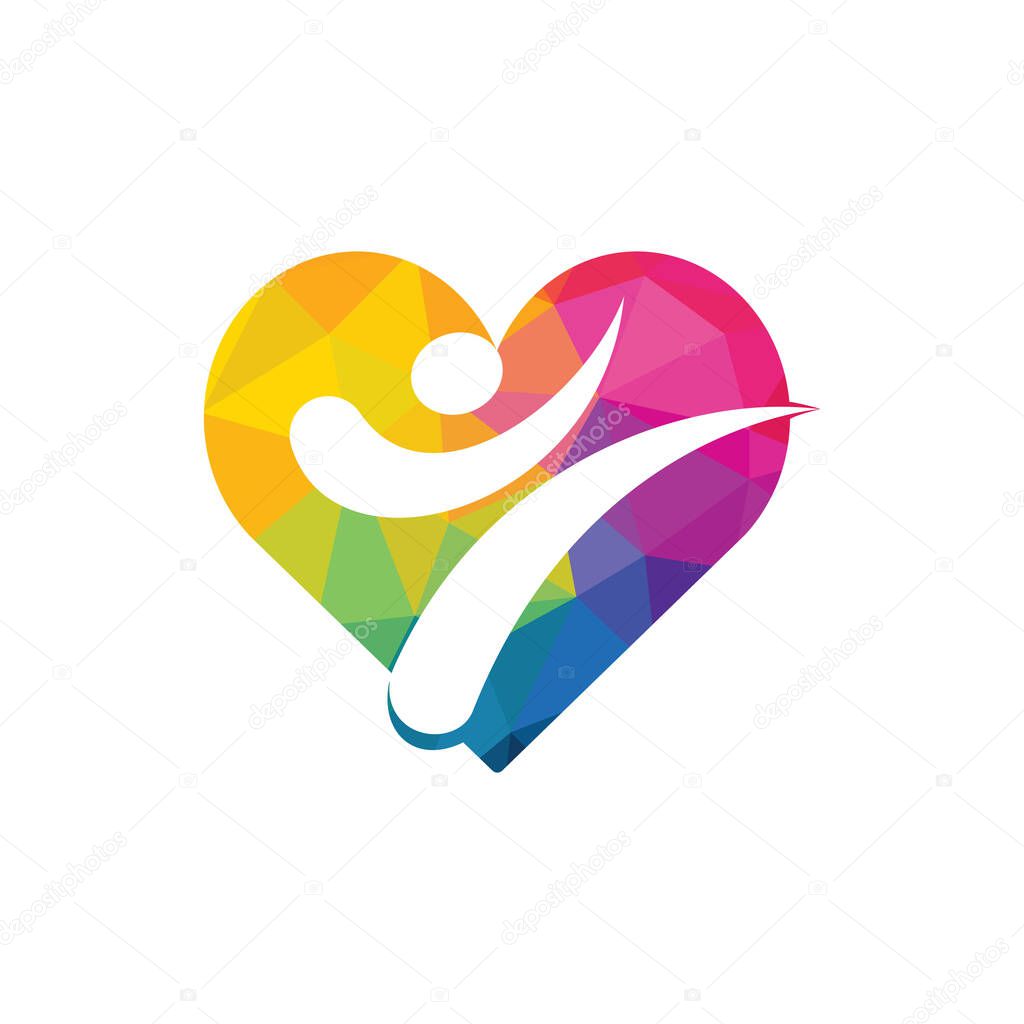 Karate love vector logo design. Martial art with heart logo concept.
