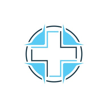 Soyut tıbbi vektör logosu tasarımı. Çapraz sağlık sembolünün illüstrasyon tasarımı.