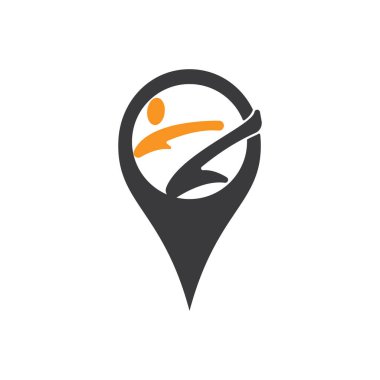 Karate sporu vektör logosu kavramları. Tekme ve iğne ucu simgesi.