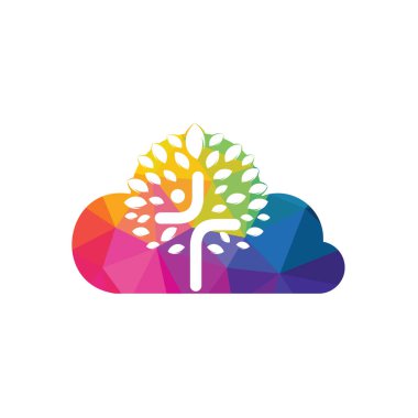 Soyut bulut ve ağaç dini haç sembolü vektör tasarımı.