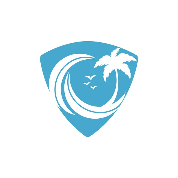 Пляжный Пальмовый Векторный Логотип Туристический Знак — стоковый вектор