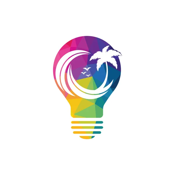 Abstrakt Lampa Med Palm Träd Logotyp Design Natur Resor Innovation — Stock vektor