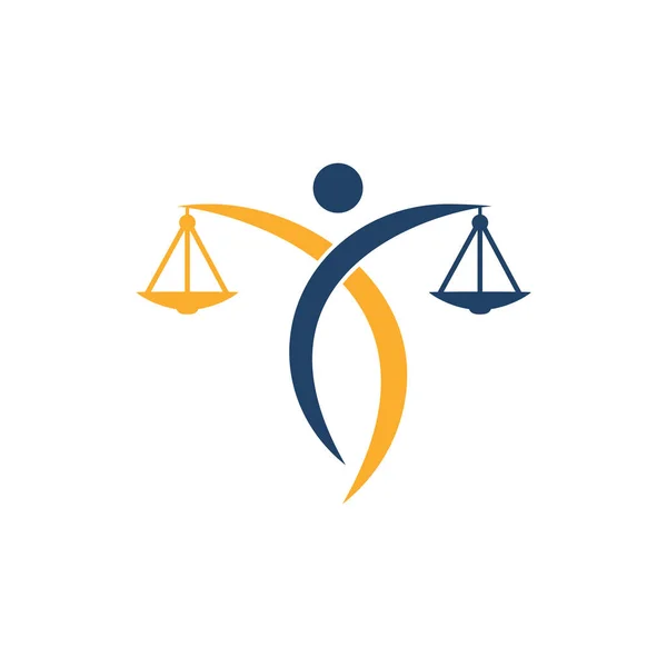 Hombre Sosteniendo Logotipo Escalas Justicia Diseño Logo Derecho Abogado — Archivo Imágenes Vectoriales