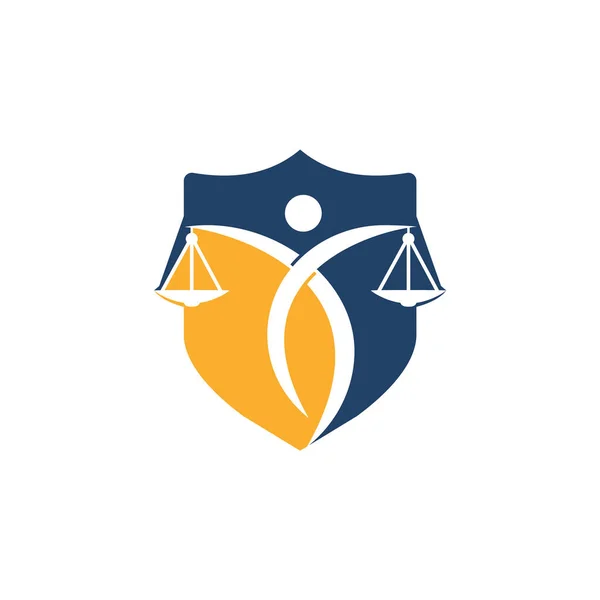 司法ロゴのスケールを保持する男 弁護士ロゴデザイン — ストックベクタ