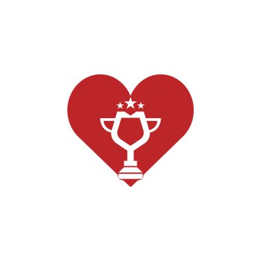 Kalp ikonu vektör şablonlu yaratıcı modern kupa logosu. Ödül logosu şablonu.