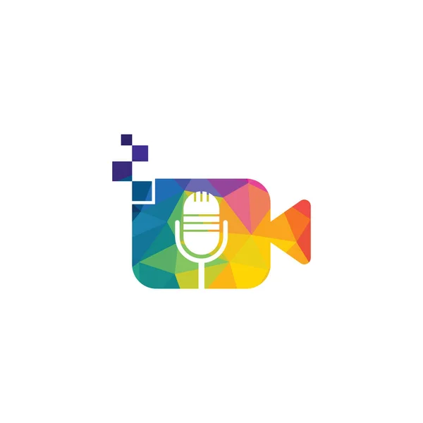 Video Podcast Vektör Logosu Tasarımı Dijital Video Podcast Logo Kavramı — Stok Vektör