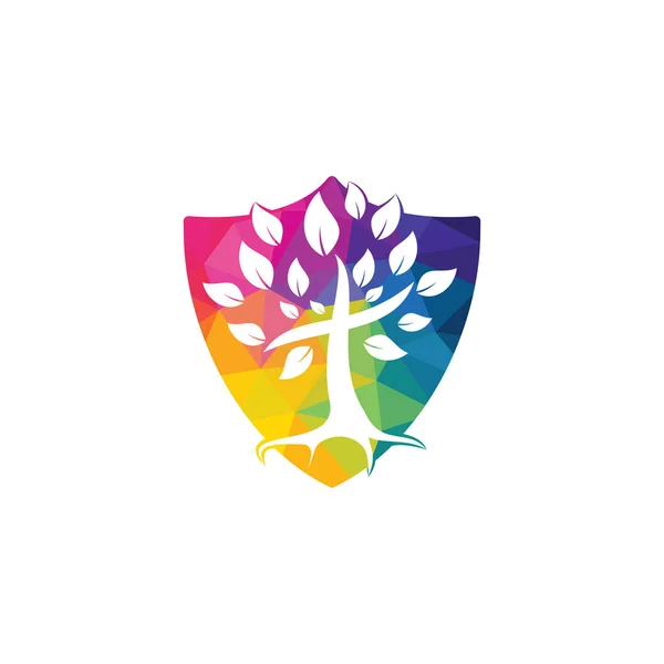 Tree Religious Cross Symbol Icon Vector Design — Stock Vector