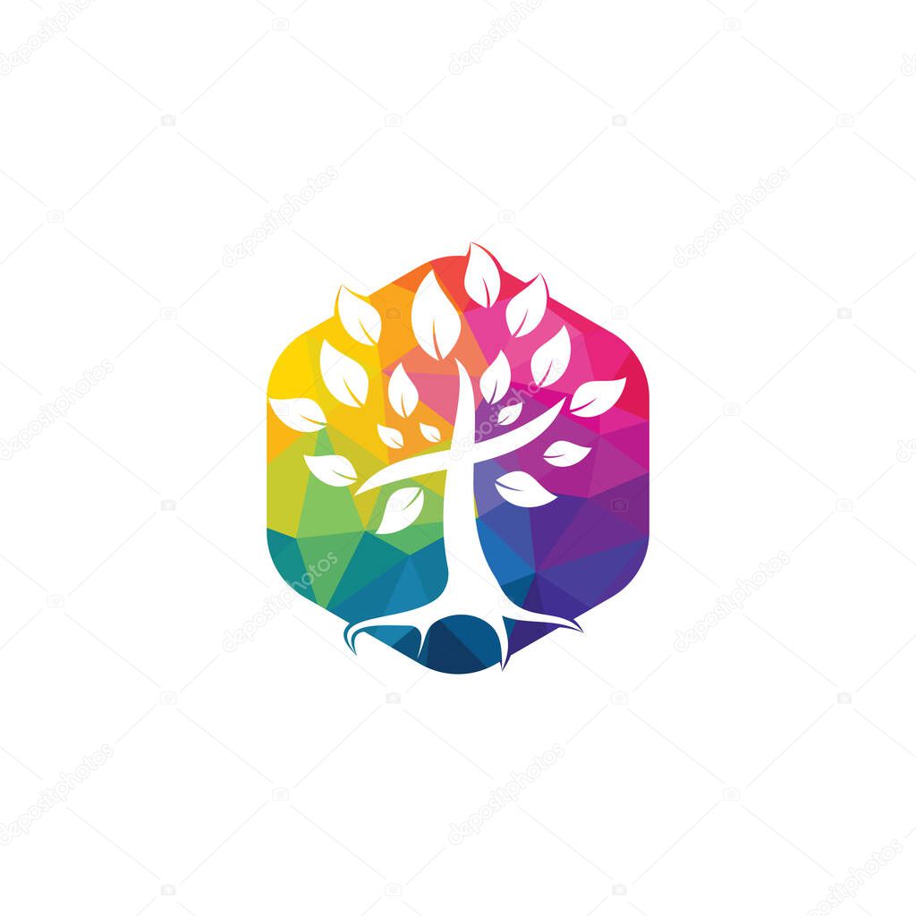 Tree religious cross symbol icon vector design.