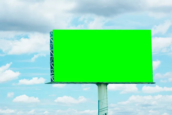 Billboard Blank Blue Sky Copy Space Green Screen — стоковое фото