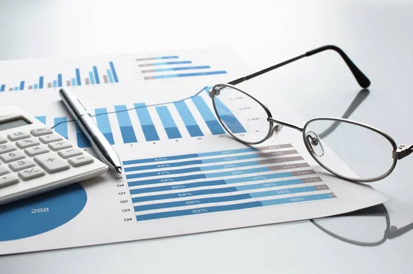 Reviewing business report. Graphs and charts. — Stock Photo, Image