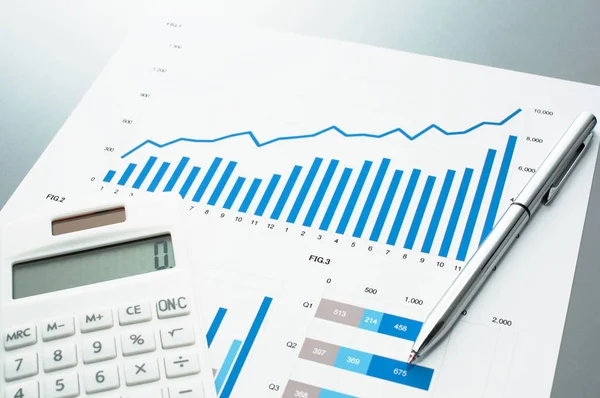 Revisión del informe financiero. Gráficos y gráficos . —  Fotos de Stock