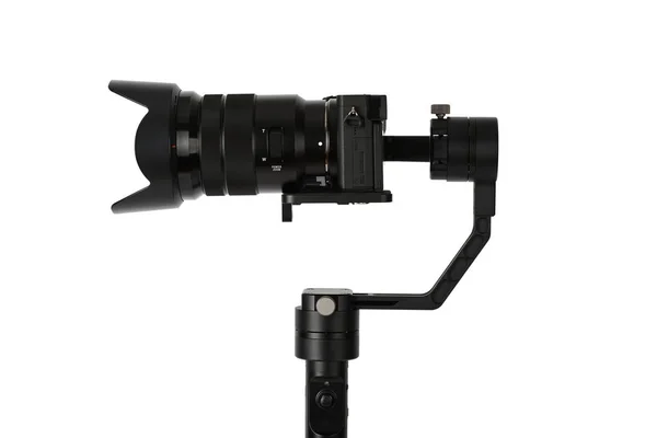 Stabilisatiesysteem met 3 assen gimbals & Mirrorless Camera — Stockfoto