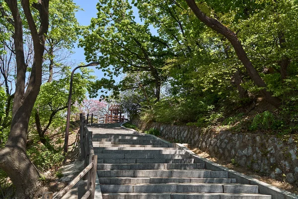 Camino a la torre N en la montaña Namsan — Foto de Stock