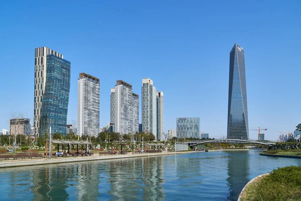 Paesaggio urbano di Songdo IBD — Foto Stock