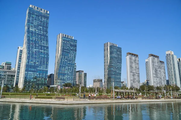 Paesaggio urbano di Songdo IBD — Foto Stock