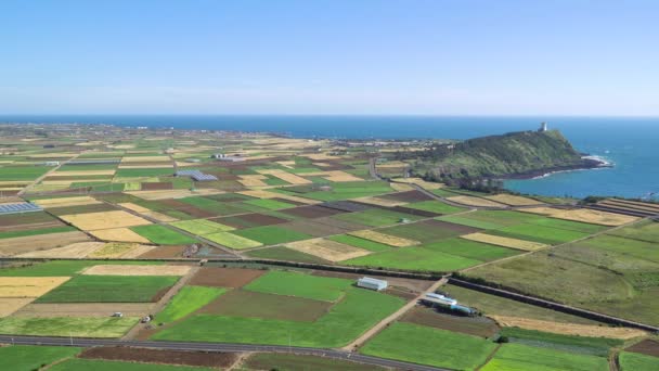 Paisaje visto desde Dang Oreum en Jeju — Vídeos de Stock