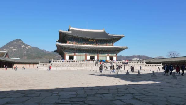 Geunjeongjeon, o salão principal do trono de Gyeongbokgung — Vídeo de Stock
