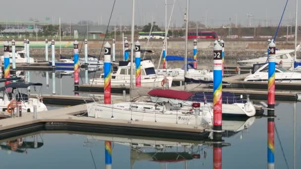 Ara Marina Yachts doca em Gyeongin Ara canal — Vídeo de Stock