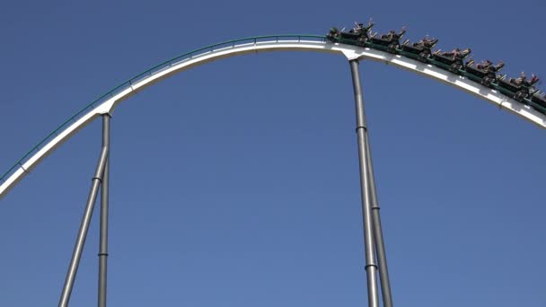 Fun Theme Park Roller Coaster — Stock Video