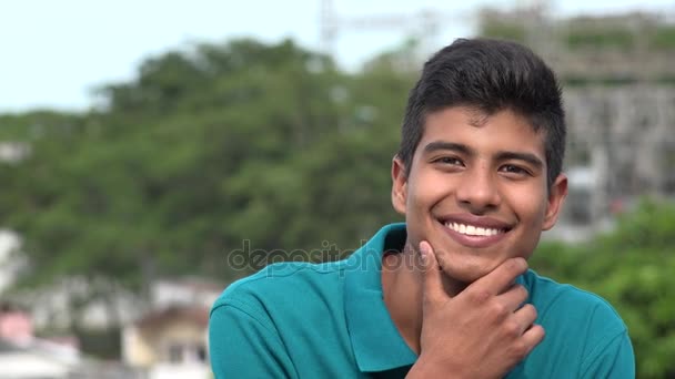 Confident Happy Smiling Teen Hispanic Boy — Stock Video