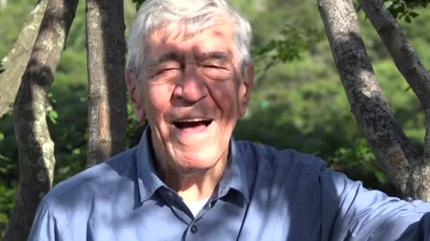 Happy Old Man Near Tree — Stock Video