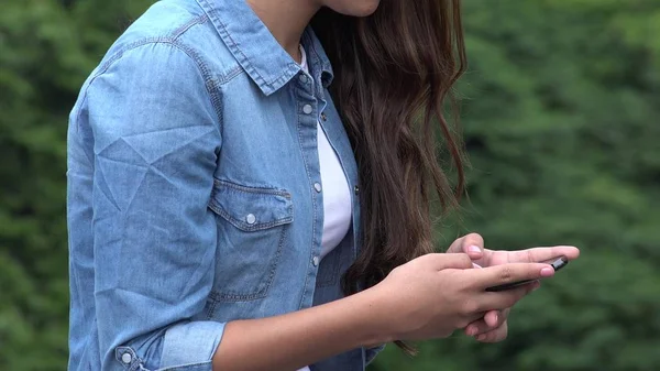 Girl Texting Or Using Smart Phone — Stock Photo, Image