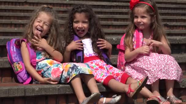 School Children Preschool Girls — Stock Video