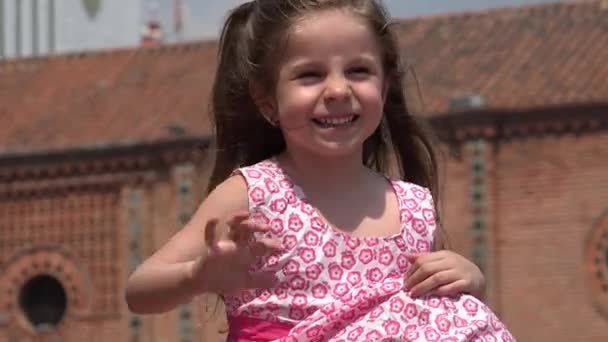 Cute Female Child Waving — Stock Video