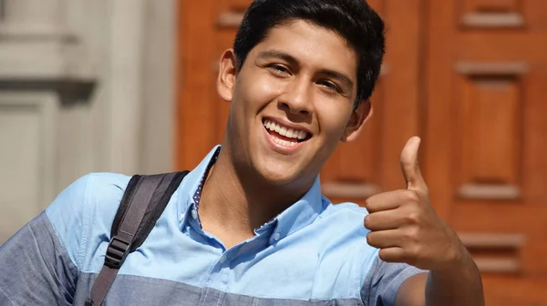 Male Student Thumbs Up — Stock Photo, Image