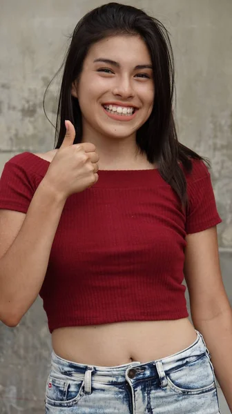 Teen Girl Thumbs Up — Stock Photo, Image