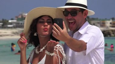 Evli çift turist Selfie