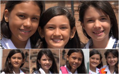 Genç kız öğrenci arkadaşlar kolaj