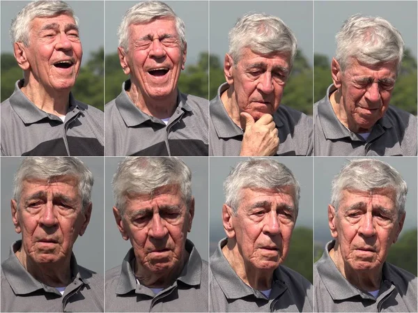 Boldog demencia idősebb ember kollázs — Stock Fotó