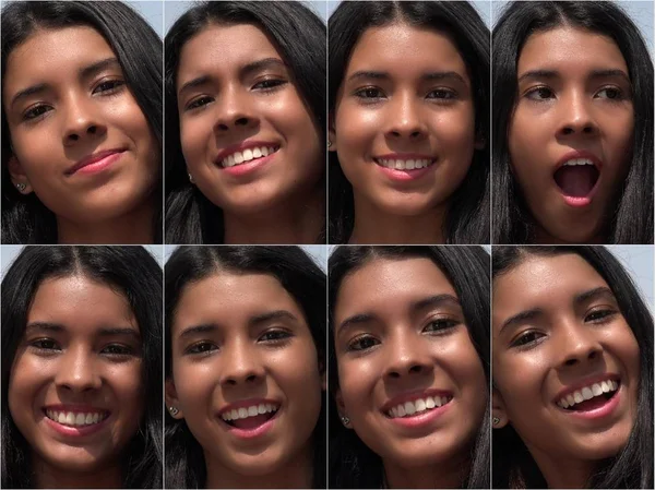 Lächelnde glückliche weibliche Gesichter Collage — Stockfoto