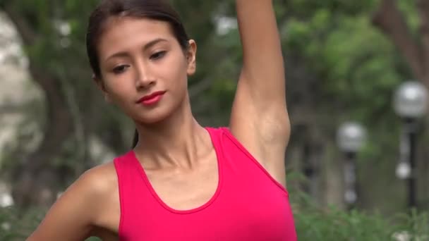 Fitness Girl Stretching — Stock Video