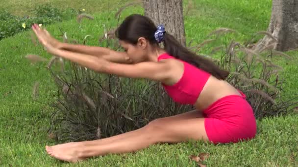 Thin Female Stretching — Stock Video