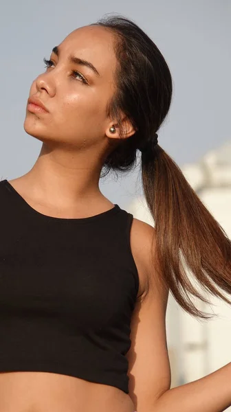 Youthful Teenage Female With Long Hair — Stock Photo, Image