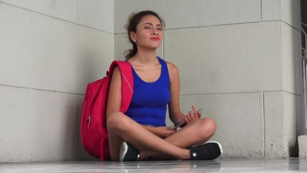 Confused Female College Student With Tablet — Stock Video