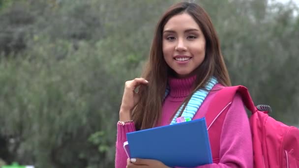 Pretty Hispanic Female College Student — Stock Video