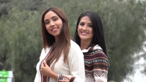 Mujeres peruanas usando suéteres de punto — Vídeo de stock