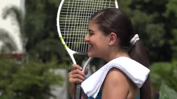 Ganadora Jugadora de tenis femenina — Vídeo de stock