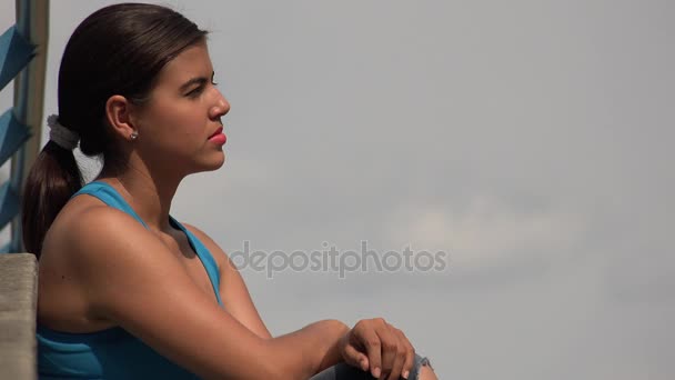 Young Woman Sitting And Thinking — Stock Video