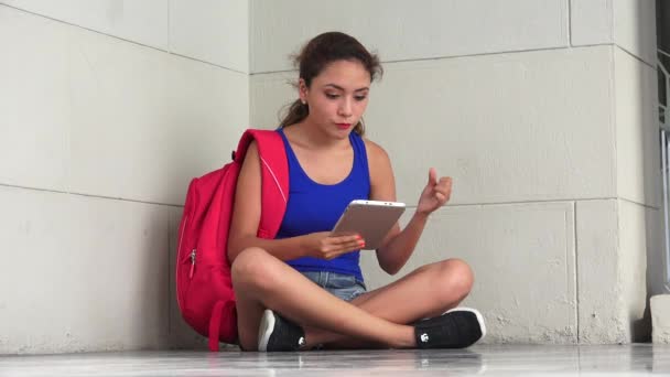 Irritated College Student Reading Tablet — Stock Video