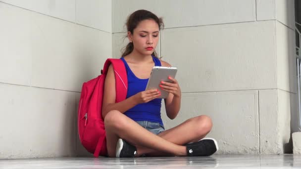 Confused Student With Tablet — Stock Video