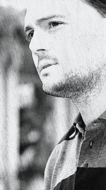 Tıraşsız İtalyan kişinin çizim