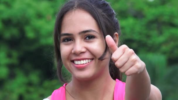 Successful Female Teen Thumbs Up — Stock Video