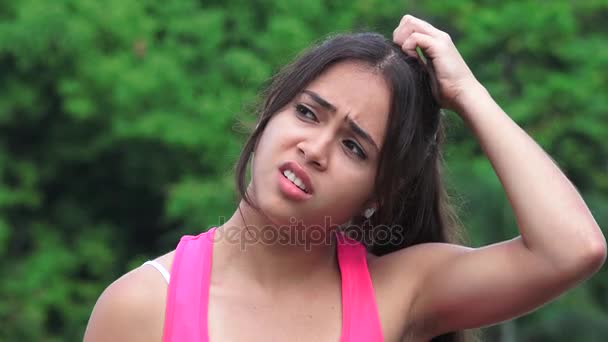 Stupid Female Teen Thinking — Stock Video